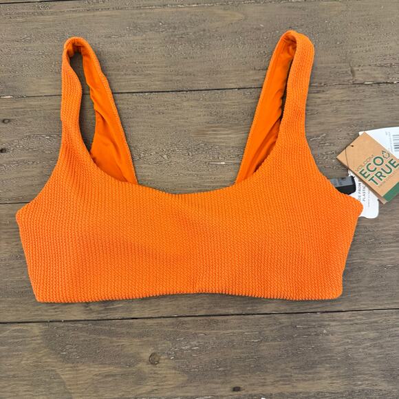 Volcom Junior's Size Large NWT Rust Orange Scoop Neck Textured Swim Top $48 - Picture 1 of 5